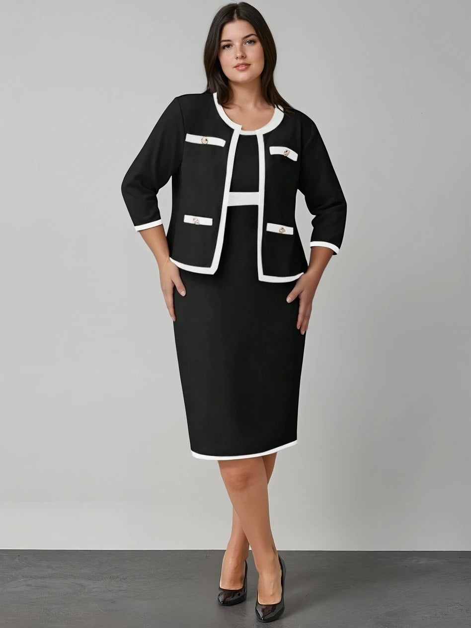 Conjunto Versátil para Mulheres Poderosas – Vestido e Blazer Casual Conjunto Versátil para Mulheres Poderosas – Vestido