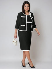 Conjunto Versátil para Mulheres Poderosas – Vestido e Blazer Casual Conjunto Versátil para Mulheres Poderosas – Vestido