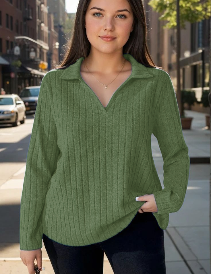 Blusa Plus Size em Tricô Premim com Toque Suave e Gola Charmosa