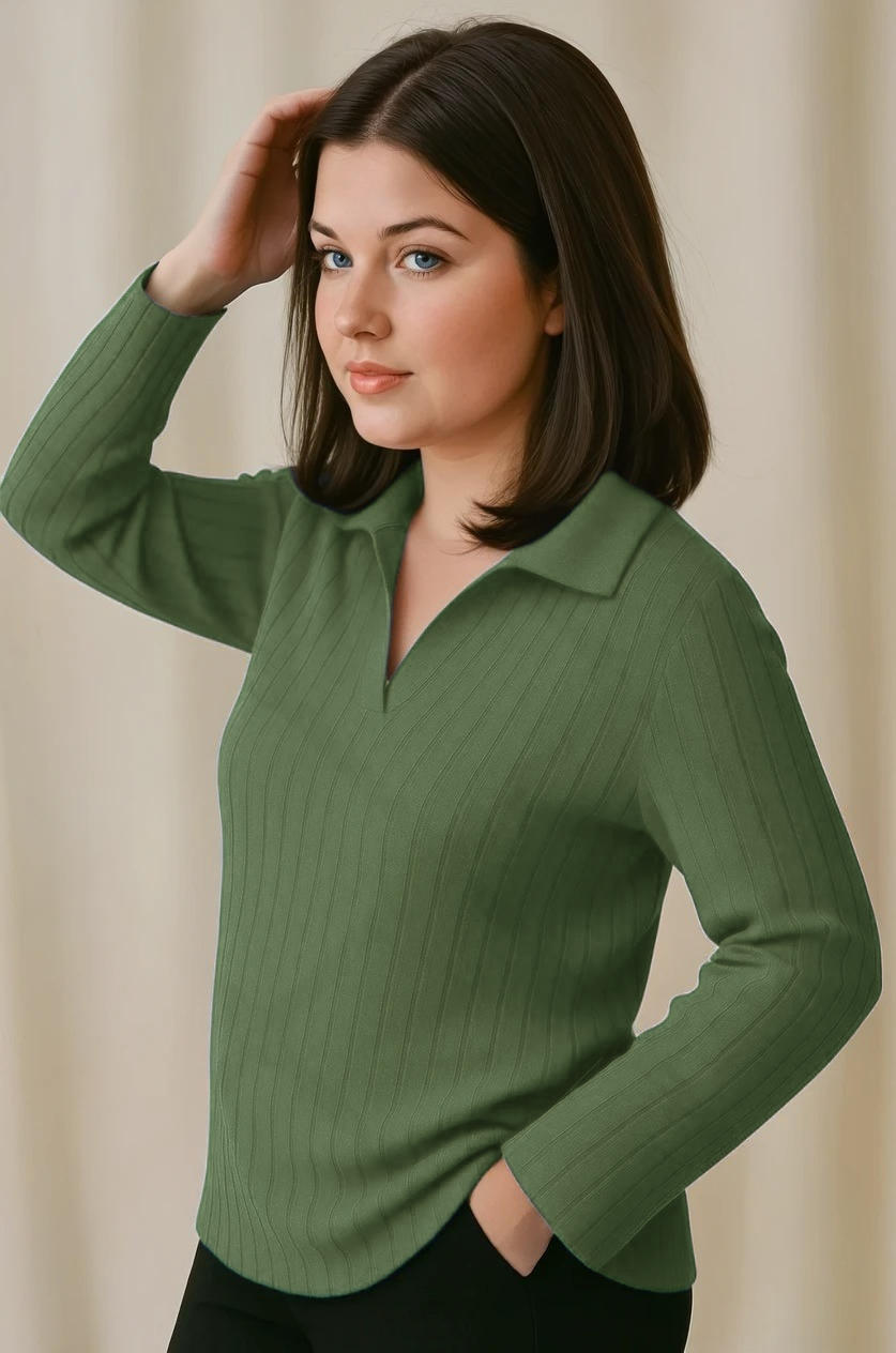 Blusa Plus Size em Tricô Premim com Toque Suave e Gola Charmosa