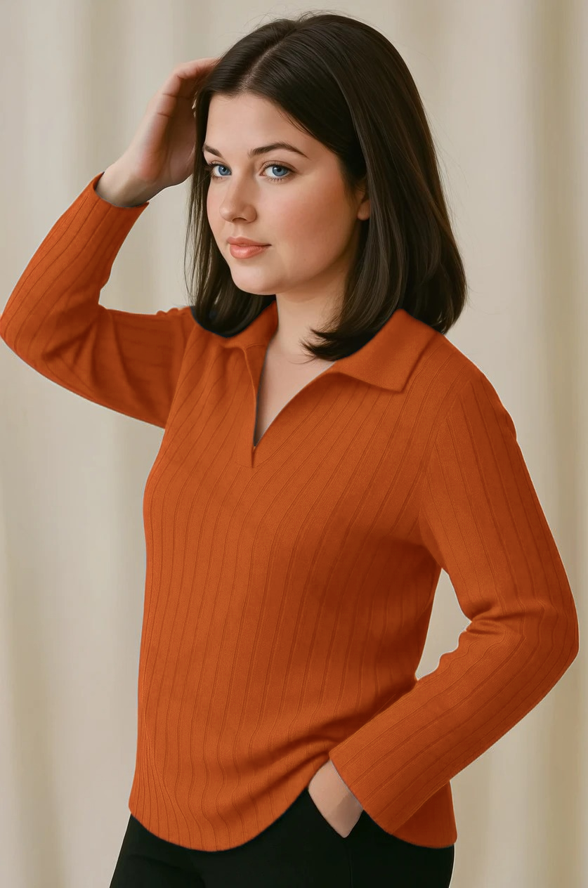 Blusa Plus Size em Tricô Premim com Toque Suave e Gola Charmosa