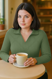 Blusa Plus Size em Tricô Premim com Toque Suave e Gola Charmosa