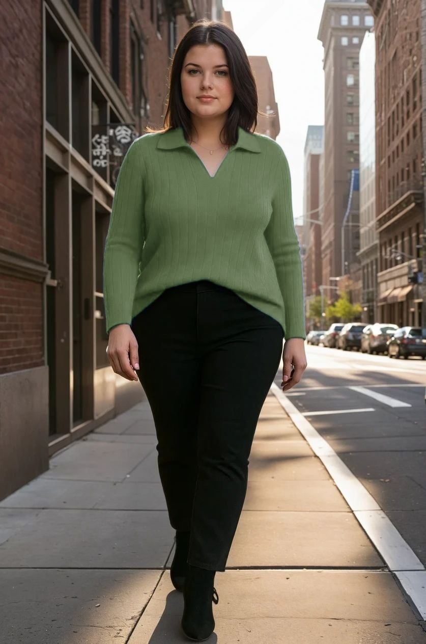 Blusa Plus Size em Tricô Premim com Toque Suave e Gola Charmosa