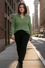 Blusa Plus Size em Tricô Premim com Toque Suave e Gola Charmosa