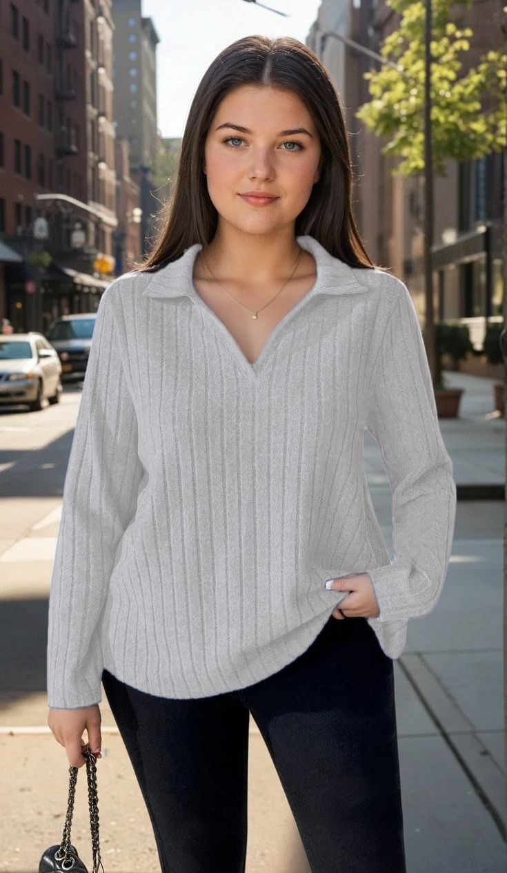 Blusa Plus Size em Tricô Premim com Toque Suave e Gola Charmosa