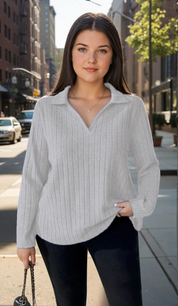 Blusa Plus Size em Tricô Premim com Toque Suave e Gola Charmosa