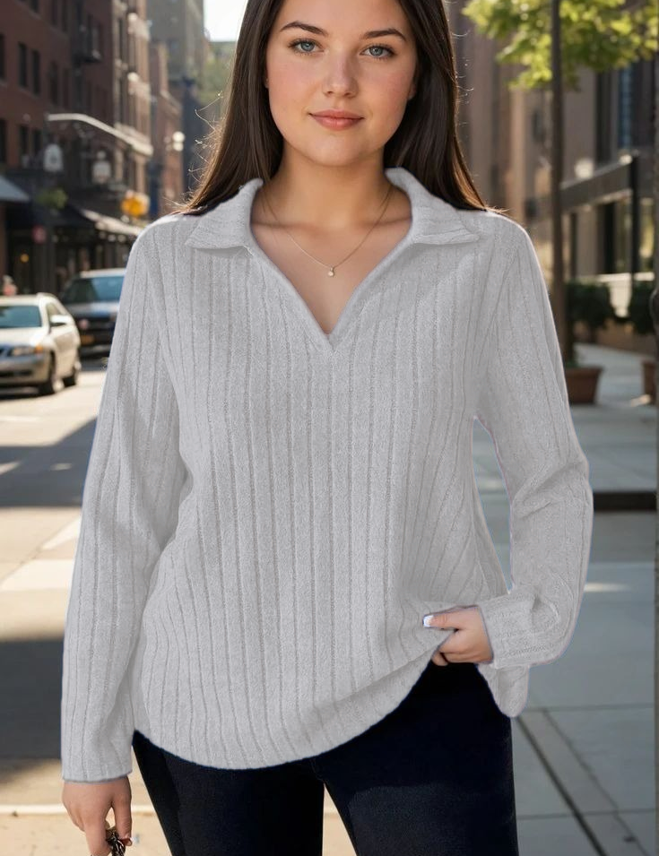 Blusa Plus Size em Tricô Premim com Toque Suave e Gola Charmosa
