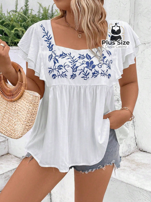 Bata Bordada Em Viscose Plus Size