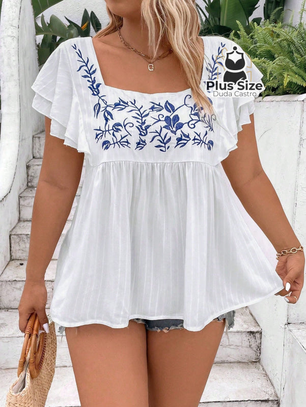 Bata Bordada Em Viscose Plus Size G