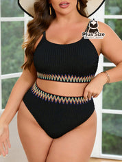 Bikini Com Detalhe Em Chevron Plus Size Extra Maiô