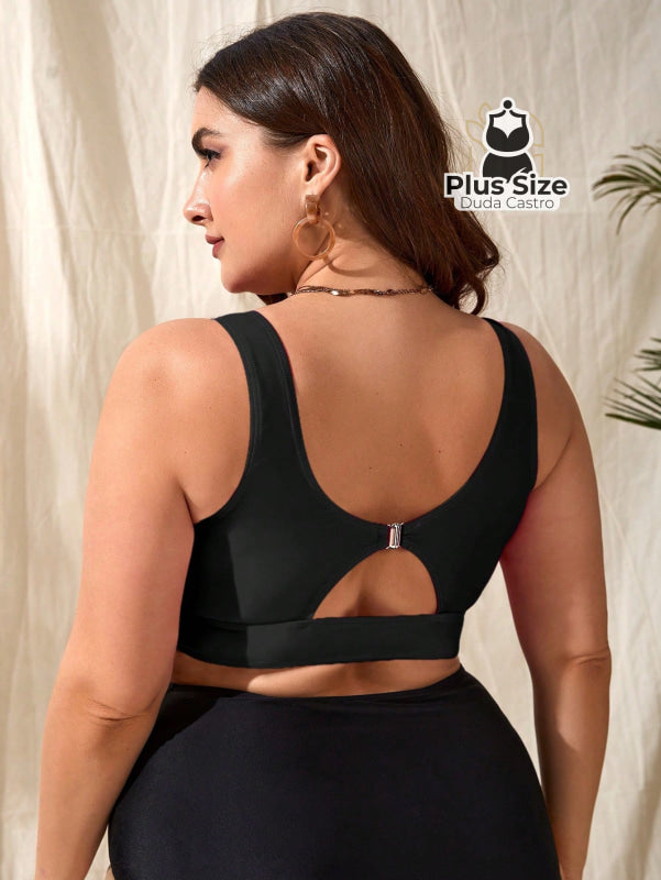 Biquíni com Nó Frontal Liso Preto - SÓ A PARTE SUPERIOR Biquíni com Nó Frontal Liso Preto - SÓ A PARTE SUPERIOR