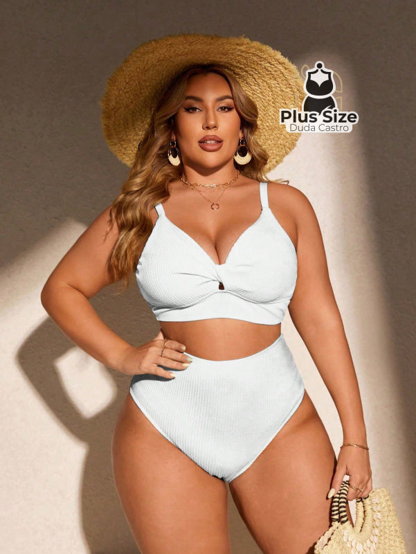 Biquini Com Sutiã Torcido E Calcinha Alta Plus Size Várias Cores