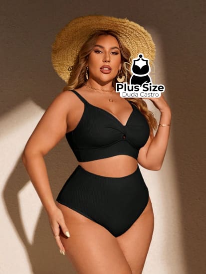 Biquini Com Sutiã Torcido E Calcinha Alta Plus Size Várias Cores