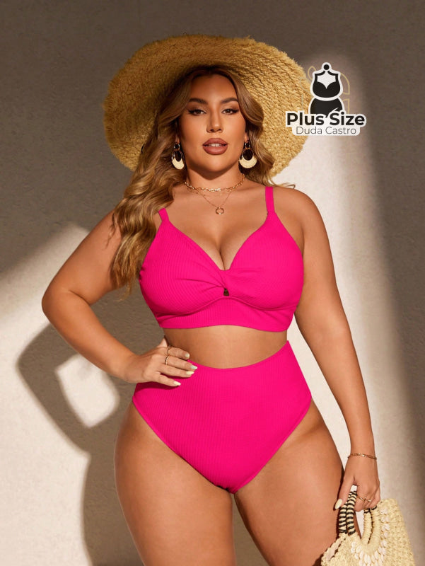 Biquini Com Sutiã Torcido E Calcinha Alta Plus Size Várias Cores