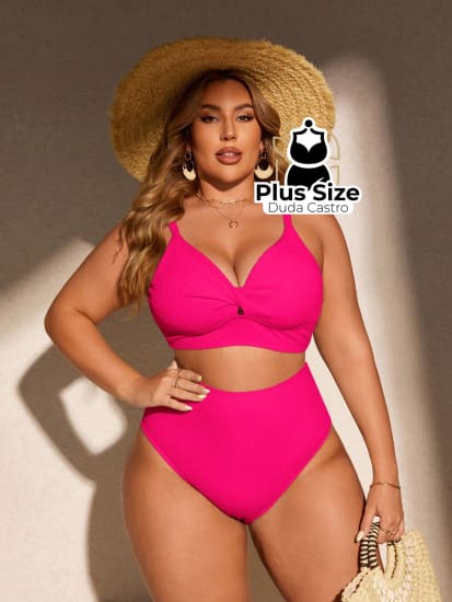 Biquini Com Sutiã Torcido E Calcinha Alta Plus Size Várias Cores