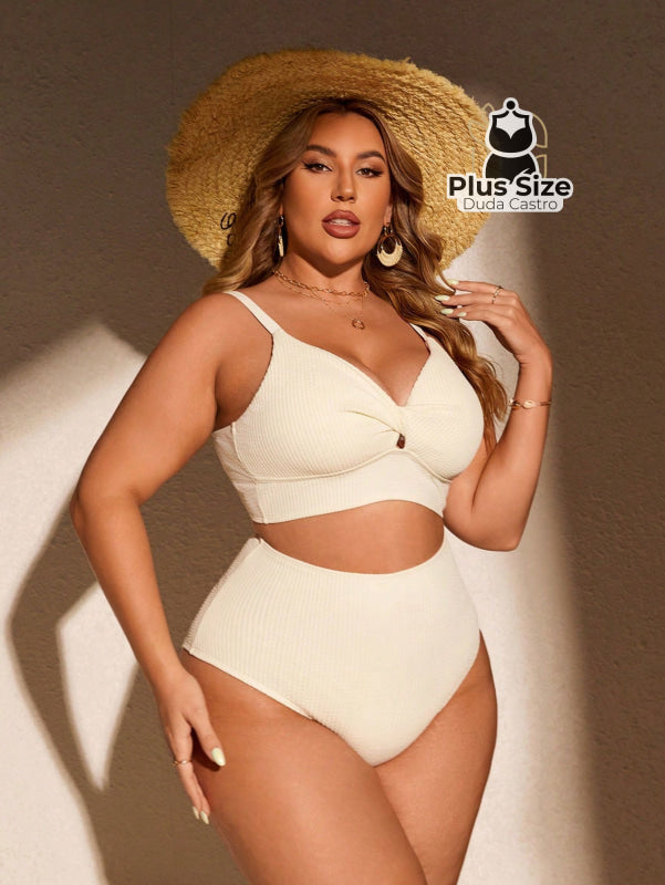 Biquini Com Sutiã Torcido E Calcinha Alta Plus Size Várias Cores