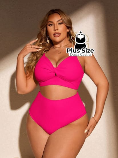 Biquini Com Sutiã Torcido E Calcinha Alta Plus Size Várias Cores