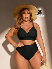 Biquini Com Sutiã Torcido E Calcinha Alta Plus Size Várias Cores