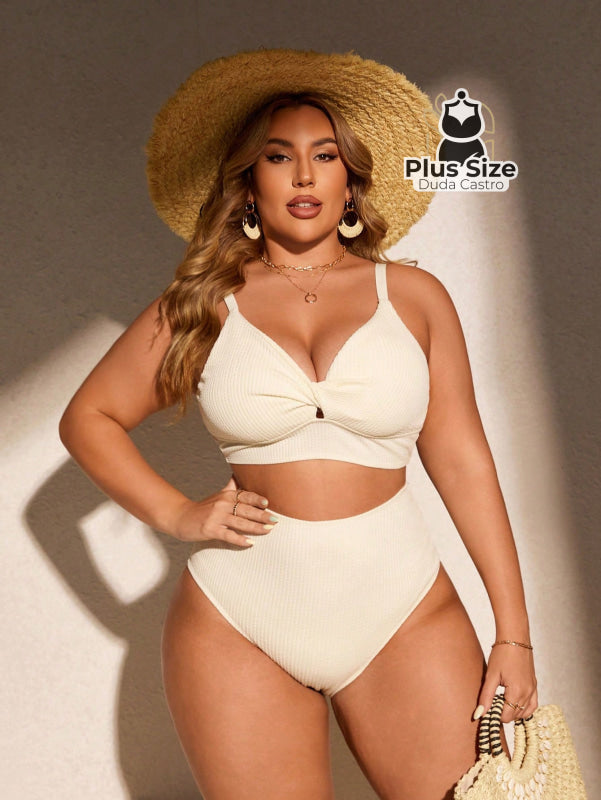 Biquini Com Sutiã Torcido E Calcinha Alta Plus Size Várias Cores