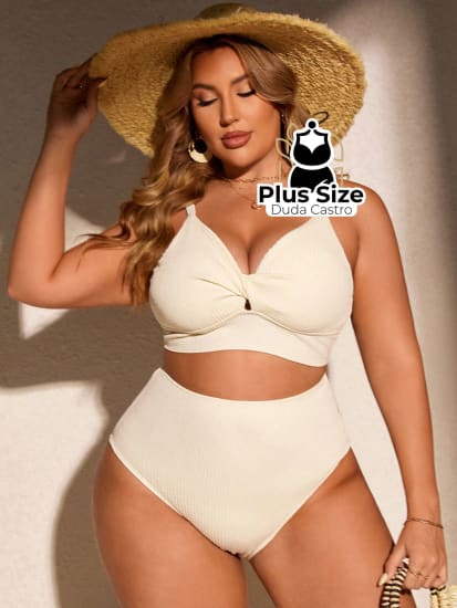 Biquini Com Sutiã Torcido E Calcinha Alta Plus Size Várias Cores