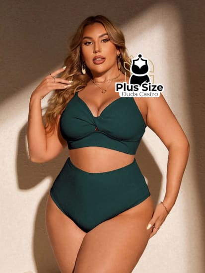 Biquini Com Sutiã Torcido E Calcinha Alta Plus Size Várias Cores