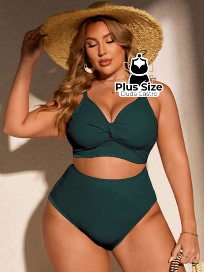 Biquini Com Sutiã Torcido E Calcinha Alta Plus Size Várias Cores