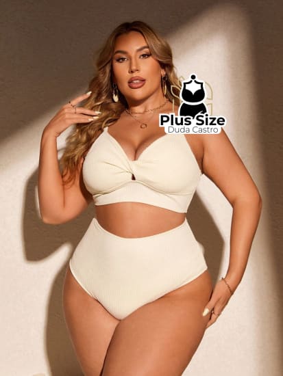 Biquini Com Sutiã Torcido E Calcinha Alta Plus Size Várias Cores