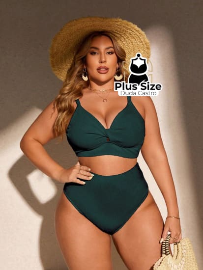 Biquini Com Sutiã Torcido E Calcinha Alta Plus Size Várias Cores