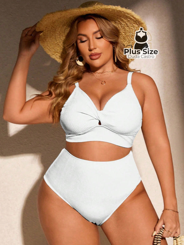 Biquini Com Sutiã Torcido E Calcinha Alta Plus Size Várias Cores