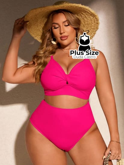 Biquini Com Sutiã Torcido E Calcinha Alta Plus Size Várias Cores