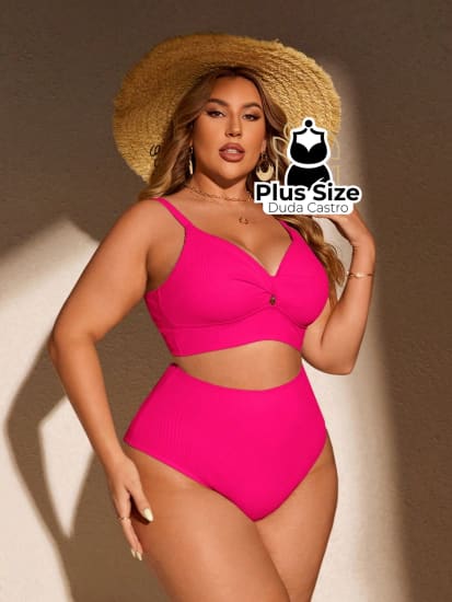 Biquini Com Sutiã Torcido E Calcinha Alta Plus Size Várias Cores