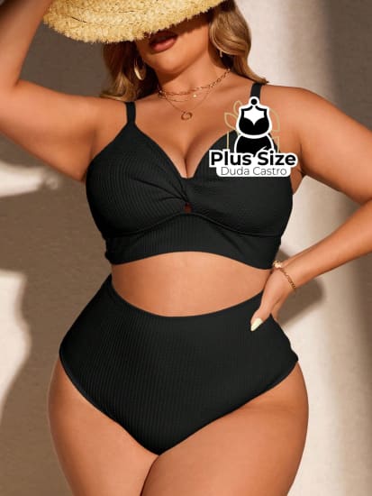 Biquini Com Sutiã Torcido E Calcinha Alta Plus Size Várias Cores