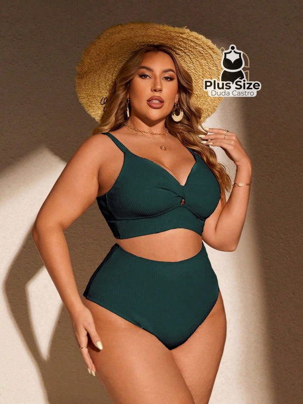 Biquini Com Sutiã Torcido E Calcinha Alta Plus Size Várias Cores
