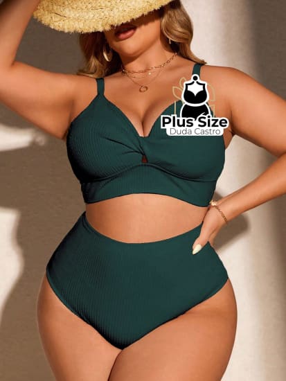 Biquini Com Sutiã Torcido E Calcinha Alta Plus Size Várias Cores