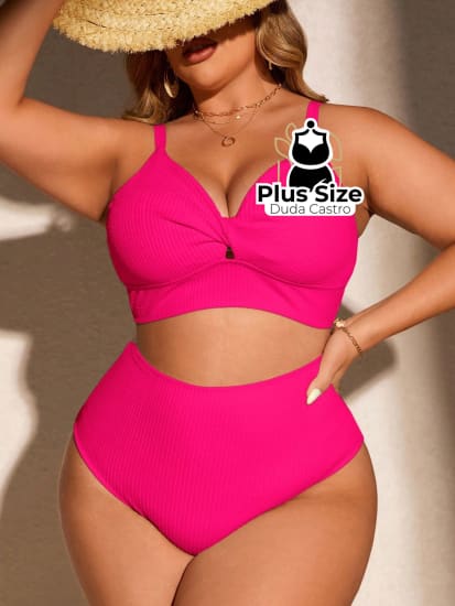 Biquini Com Sutiã Torcido E Calcinha Alta Plus Size Várias Cores