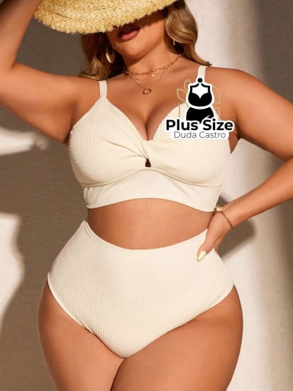 Biquini Com Sutiã Torcido E Calcinha Alta Plus Size Várias Cores