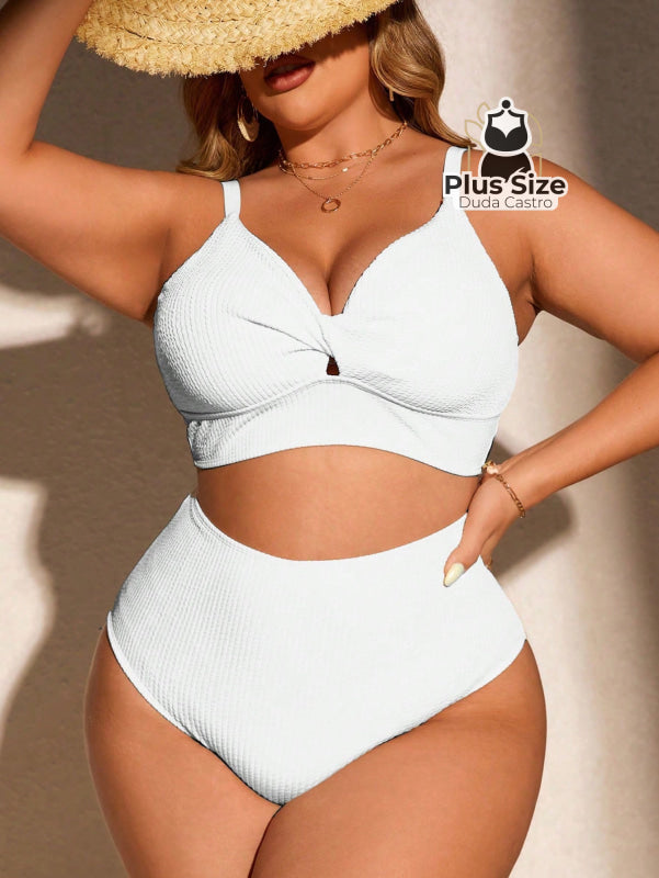 Biquini Com Sutiã Torcido E Calcinha Alta Plus Size Várias Cores
