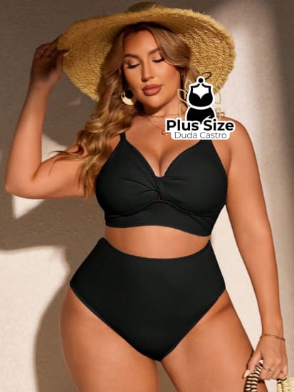 Biquini Com Sutiã Torcido E Calcinha Alta Plus Size Várias Cores