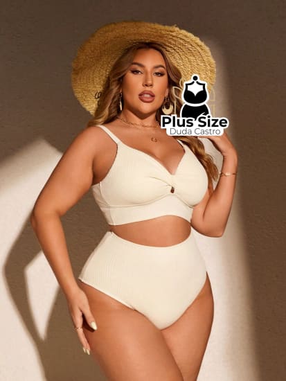 Biquini Com Sutiã Torcido E Calcinha Alta Plus Size Várias Cores