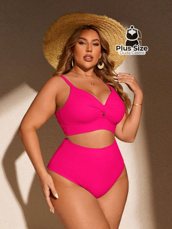 Biquini Com Sutiã Torcido E Calcinha Alta Plus Size Várias Cores