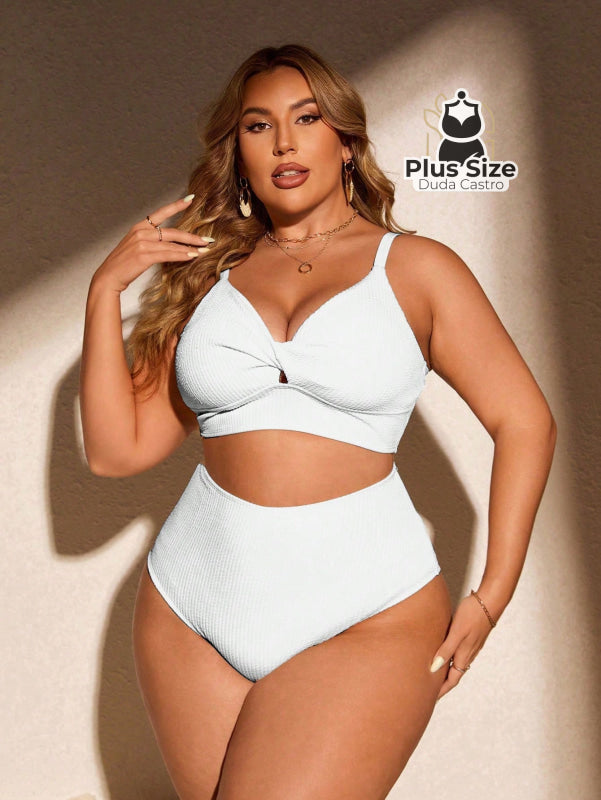 Biquini Com Sutiã Torcido E Calcinha Alta Plus Size Várias Cores