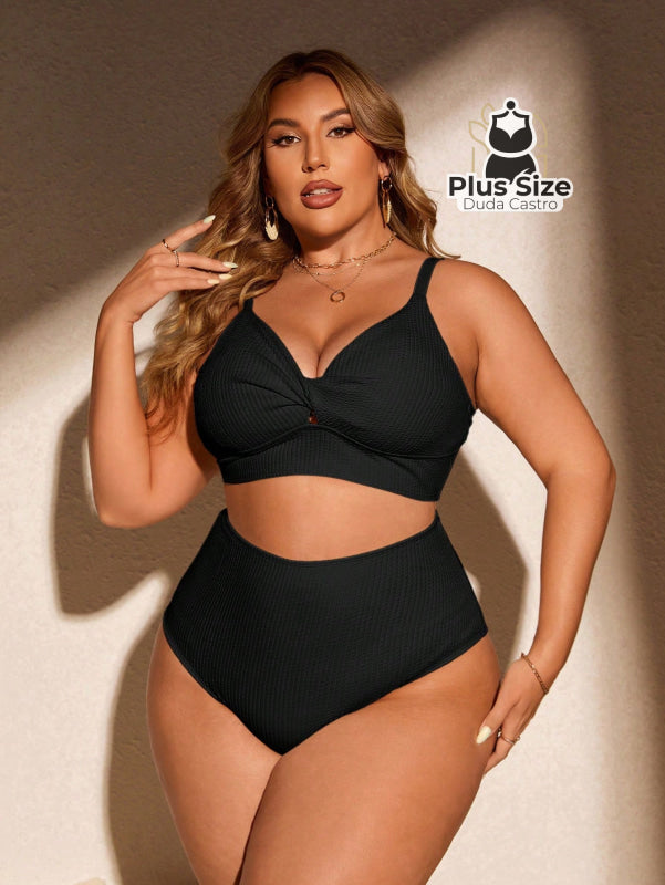 Biquini Com Sutiã Torcido E Calcinha Alta Plus Size Várias Cores