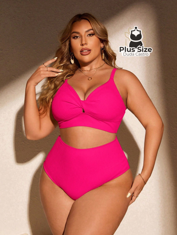 Biquini Com Sutiã Torcido E Calcinha Alta Plus Size Várias Cores