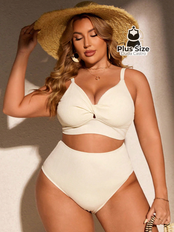 Biquini Com Sutiã Torcido E Calcinha Alta Plus Size Várias Cores