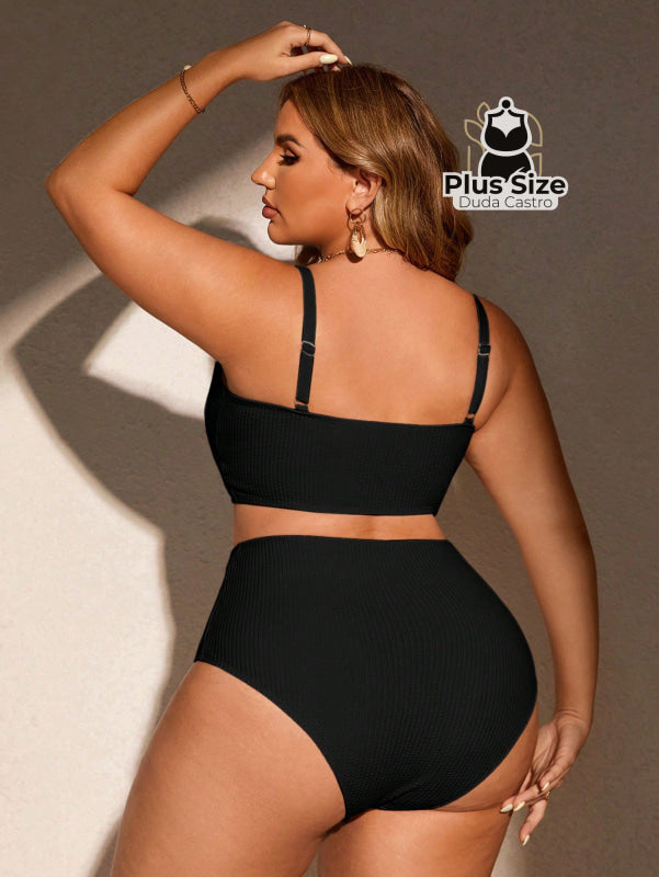 Biquini Com Sutiã Torcido E Calcinha Alta Plus Size Várias Cores