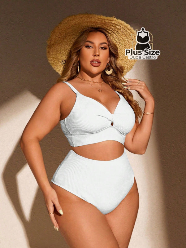Biquini Com Sutiã Torcido E Calcinha Alta Plus Size Várias Cores