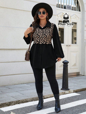 Blusa 2 em 1 Animal Print Plus Size Blusa 2 em 1 Animal Print Plus Size
