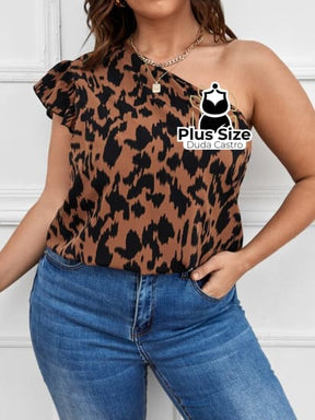 Blusa Plus Size Alça Assimétrica - G - blusas