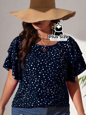 Blusa Babados Nos Ombros Plus Size