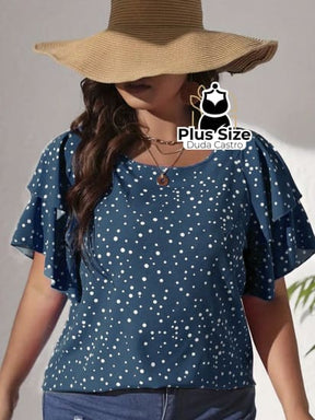 Blusa Babados Nos Ombros Plus Size